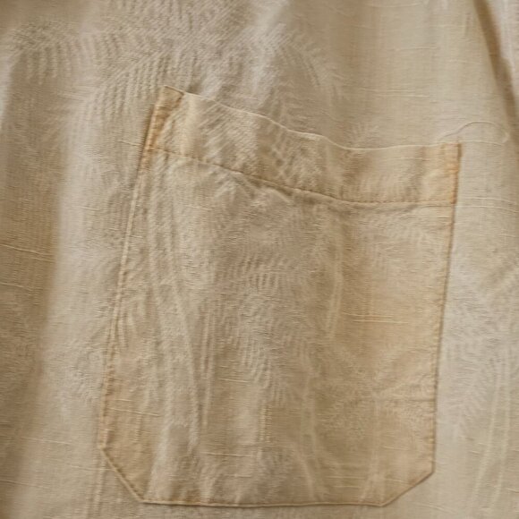 Carribean Joe Resort silk short sleeve beige palm tree print Button Up Shirt XL - Picture 9 of 11